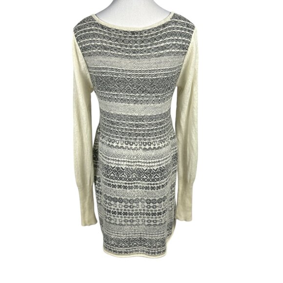 Free People Cardigan‎ Womens M Babydoll Boho Angora Blend Grey Cream Fair Isle - Picture 3 of 11